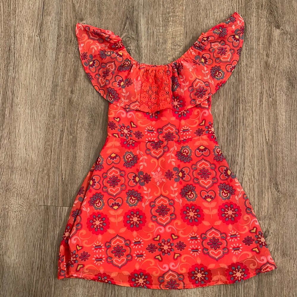 Bright orange floral paisley girls dress NWT